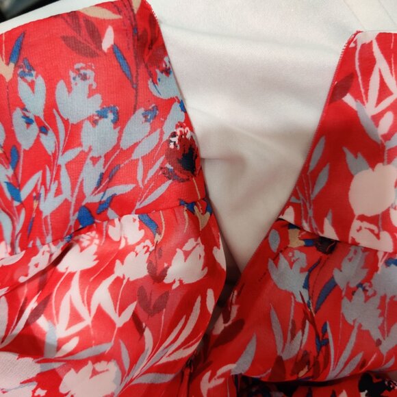 Christin Michaels Skirt Floral Tiered Mini Summer Flirty Red Blue White Size M - Picture 4 of 7